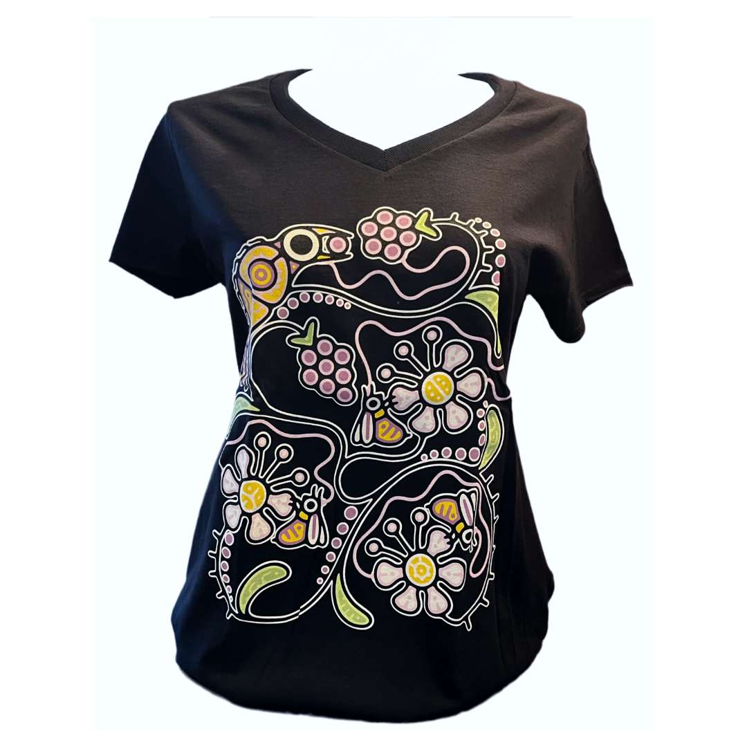 ‘Blackberry’ by Tsista Kennedy on Ladies V-Neck