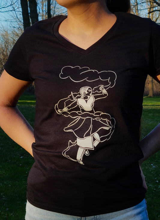 'Female Smoke Dancer' V Neck T-Shirt