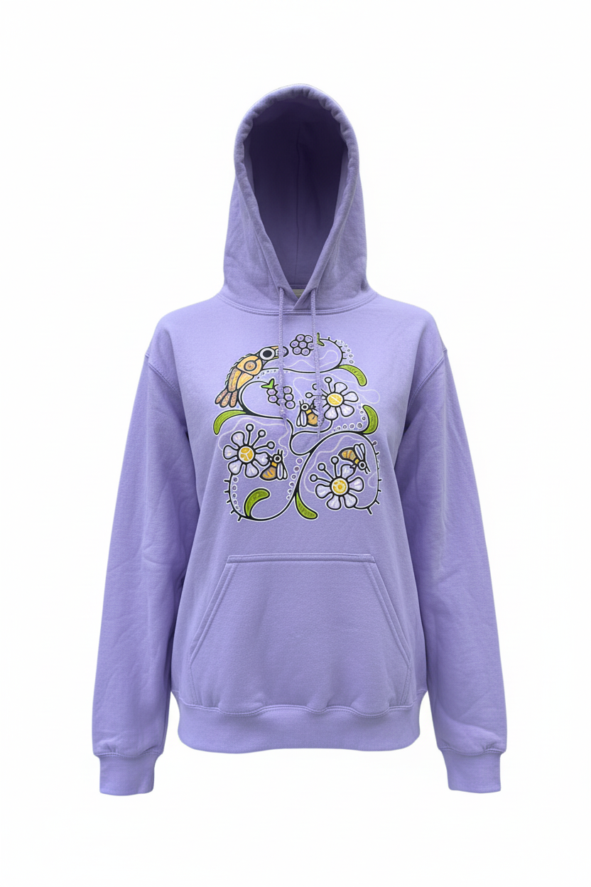 Blackberry Florals Hoodie - Lavender Hood Down